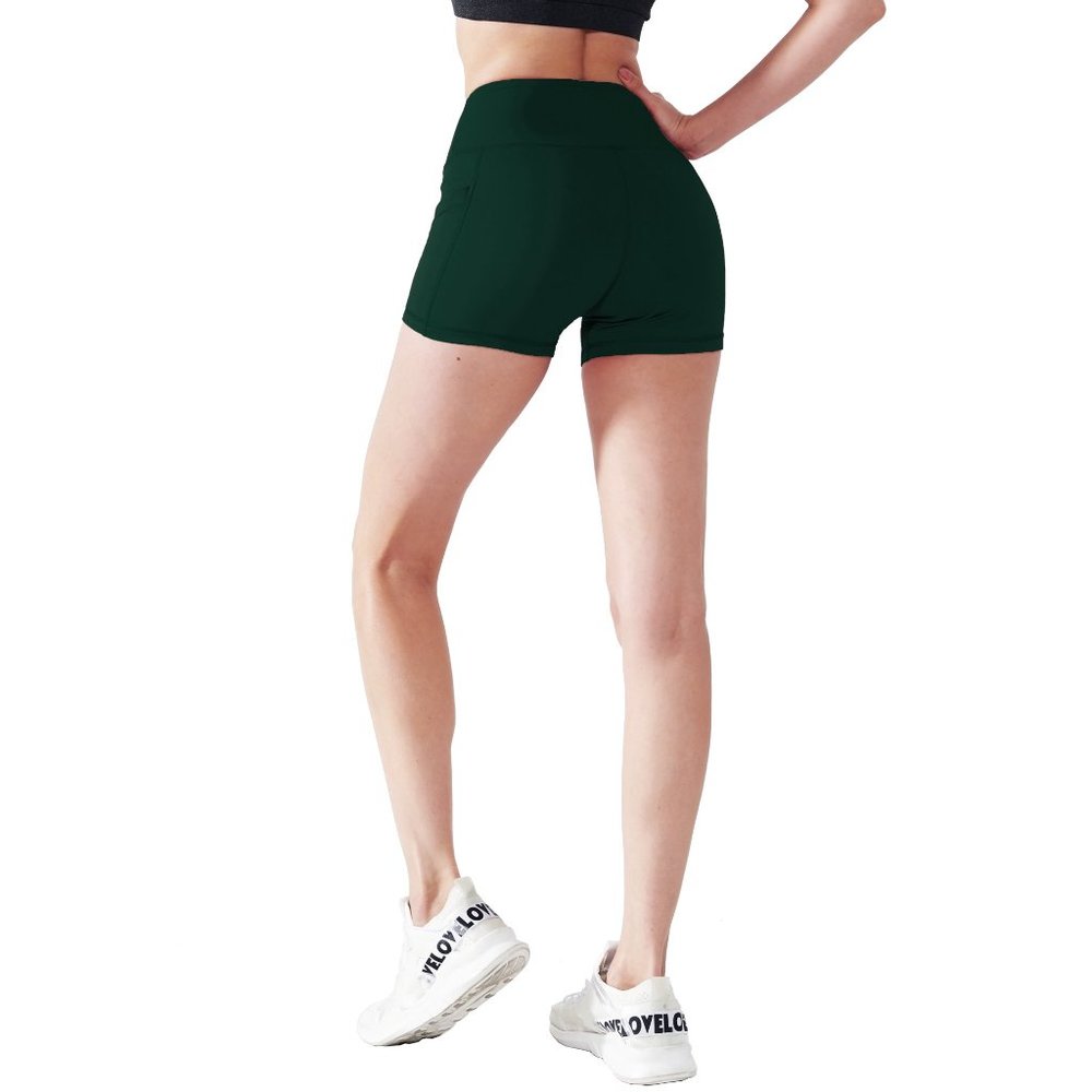 3 pack Womens 4" High Waist Athletic Running Shorts for Yoga with Pockets,Black+